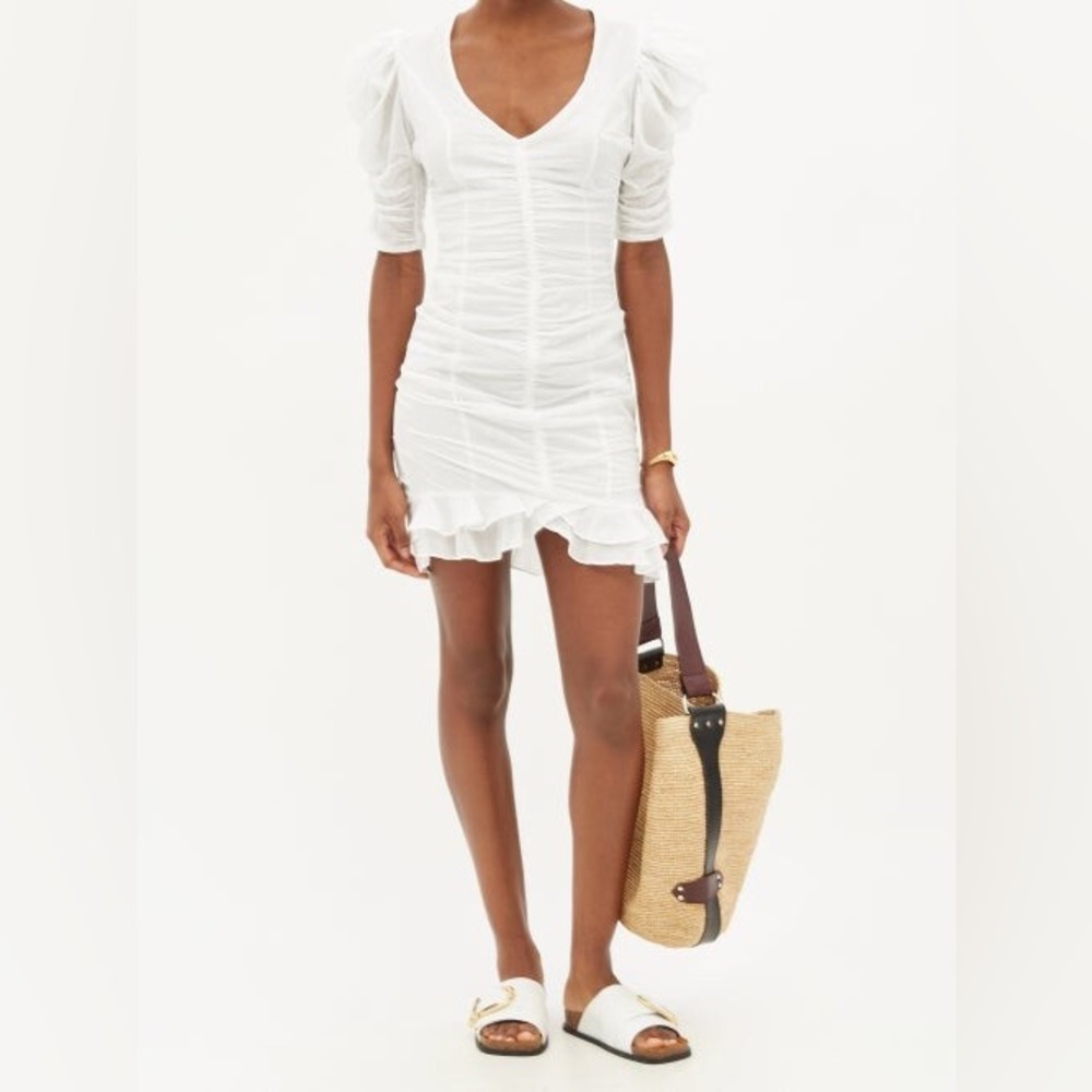 Isabel Marant Etoile Sireny Ruched Cotton-voile Dress - White